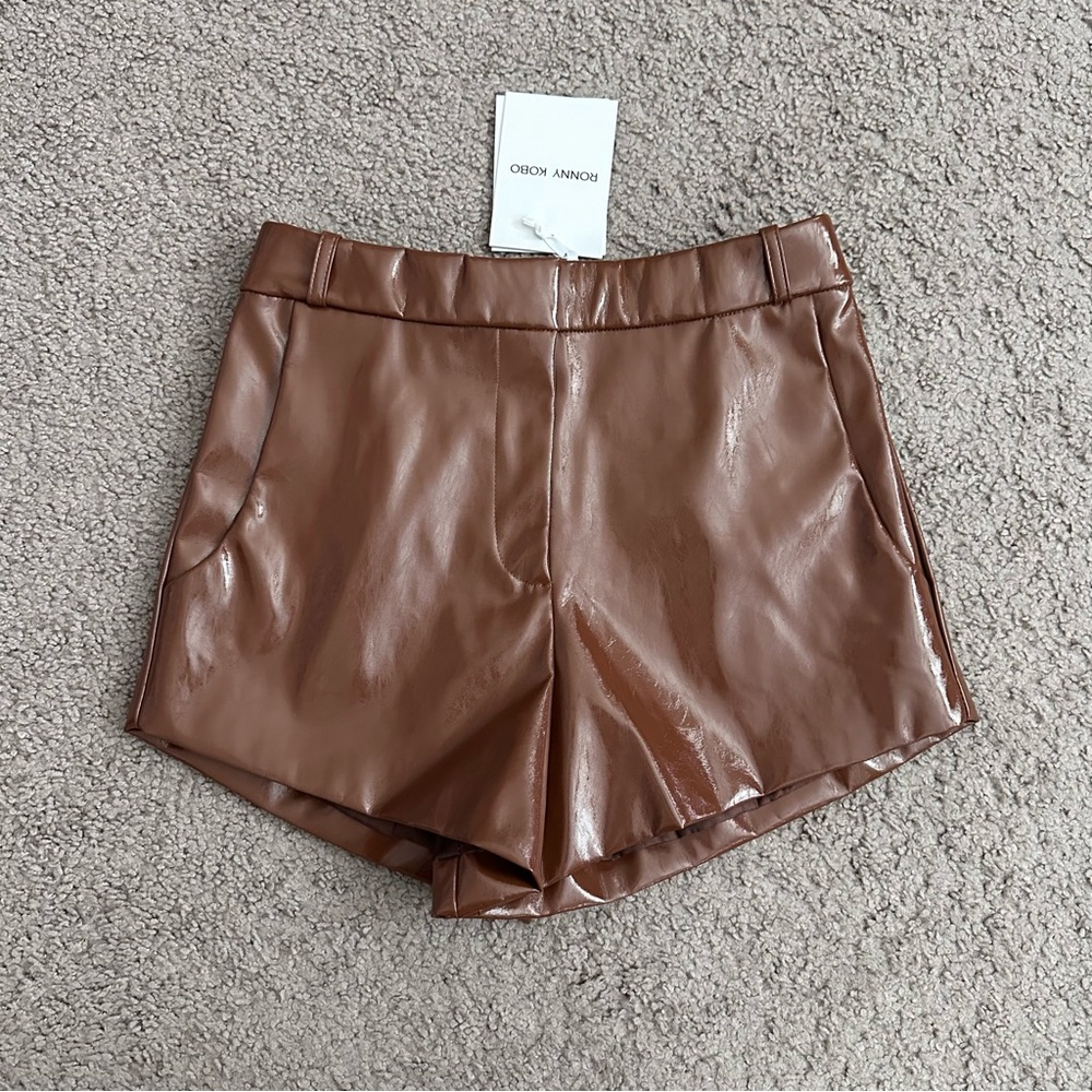 Ronny Kobo Zaree Short Brown Faux Leather Women S